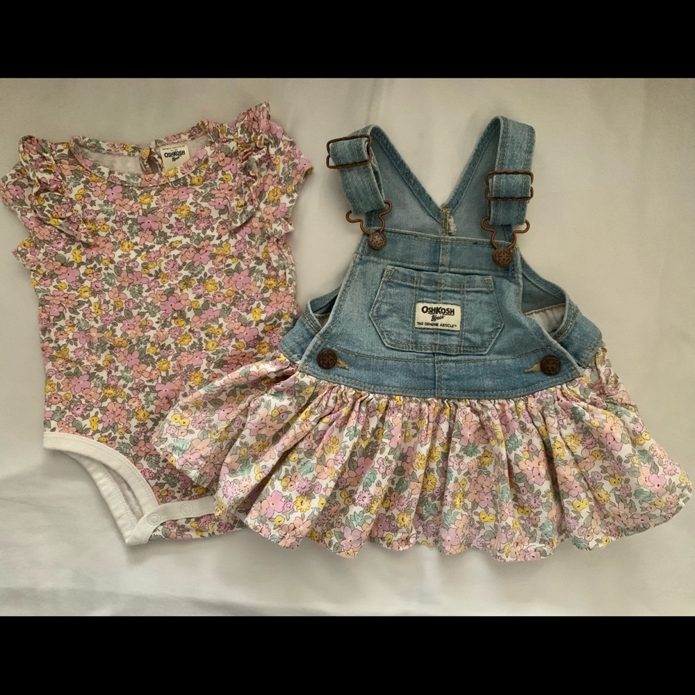 Osh Kosh overall dress and overall shorts